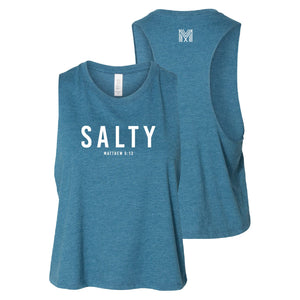 Bella Cropped Racerback Salty Tank (Heather Deep Teal)