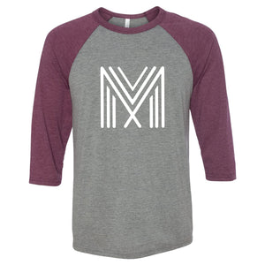 Bella Unisex Baseball Tee (Grey/Maroon)