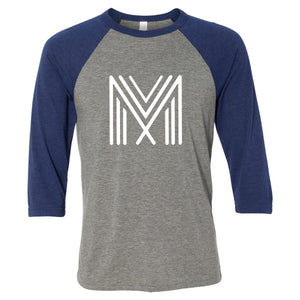 Bella Unisex Baseball Tee (Grey/Navy)